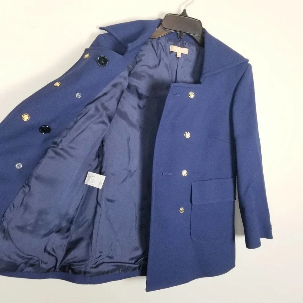 Michael Kors Collection, Italy, navy blue double breasted blazer jacket, size 4 - Picture 7 of 8